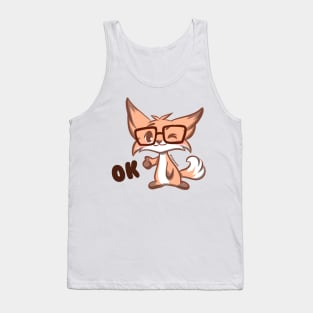 Cute Kawaii Nerd Fox ok good thumbs up Tank Top